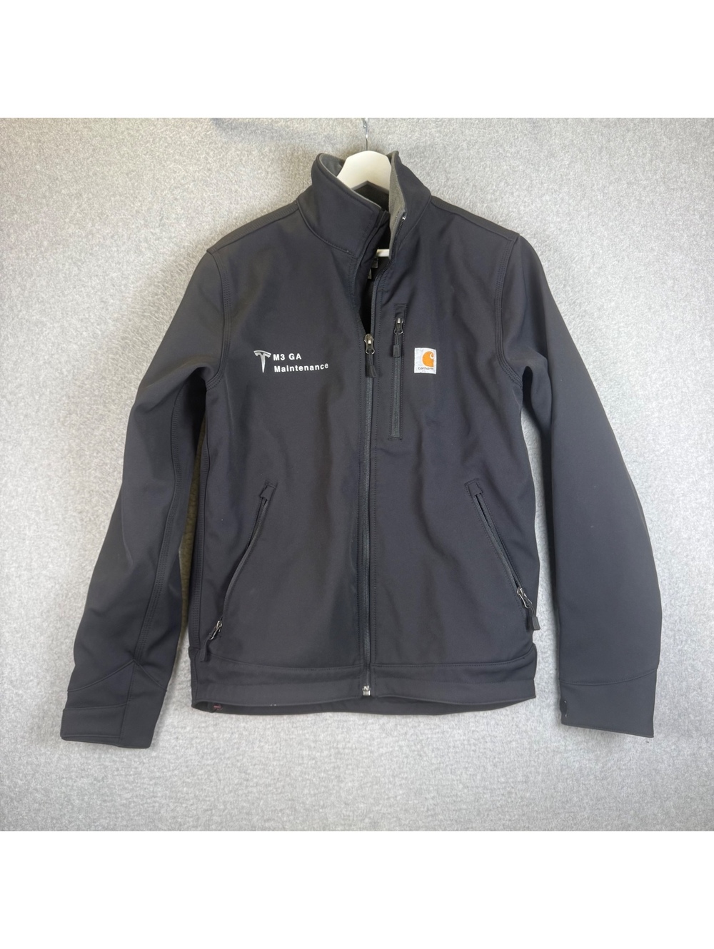 Carhartt Black Duck Canvas Tesla Jacket Flannel Lined Warm Hooded Coat Small